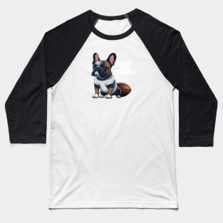 Football French Bulldog "Sunday Night Frenchies" Baseball T-Shirt